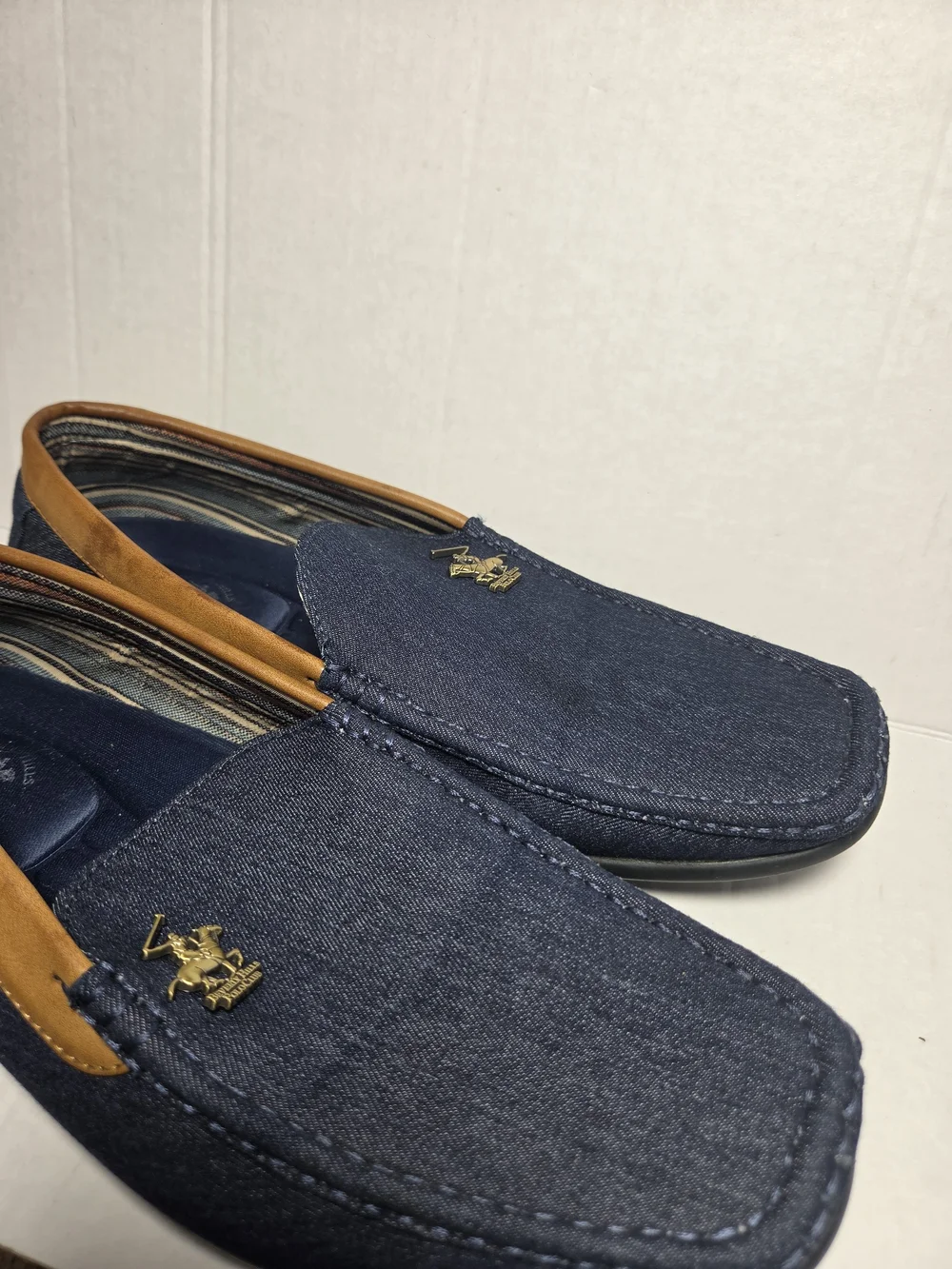 Beverly Hills Polo Club Men's Blue Denim Slip-On Loafer, Square Toe